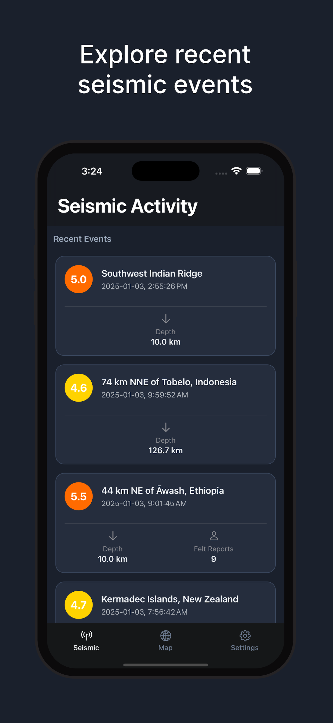 Seismic Tracker Magnitude Analysis